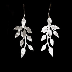 Leaf Drop Sterling Silver Earrings