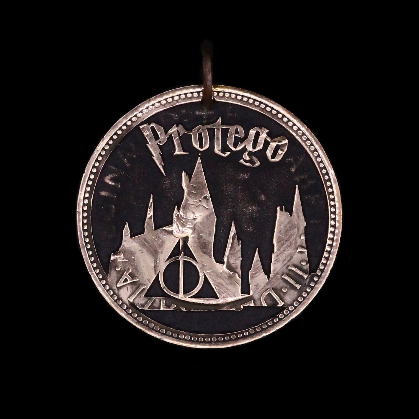 Protego Spel Engraved Coin Pendant