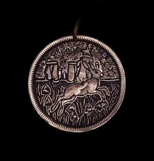 Stonehenge and the Hare Engraved Coin Pendant