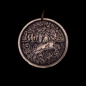 Stonehenge and the Hare Engraved Coin Pendant