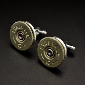 12 Bore Shotgun Cartridges Cufflinks (silver in colour back) - Coin Cufflinks