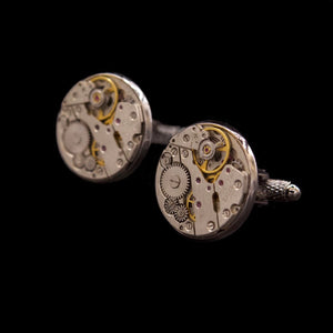 Watch Mechanism Cufflinks (20mm round and silver in colour)