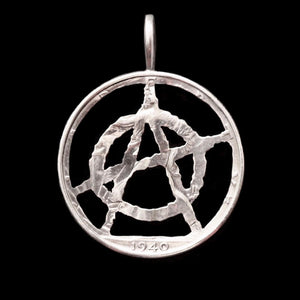 Anarchy Symbol Cut Coin Pendant