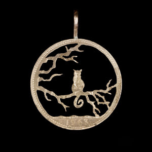 Cat Waiting in a Tree - Coin Pendant