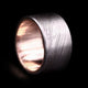 Damascus  Steel Ring with Copper Insert